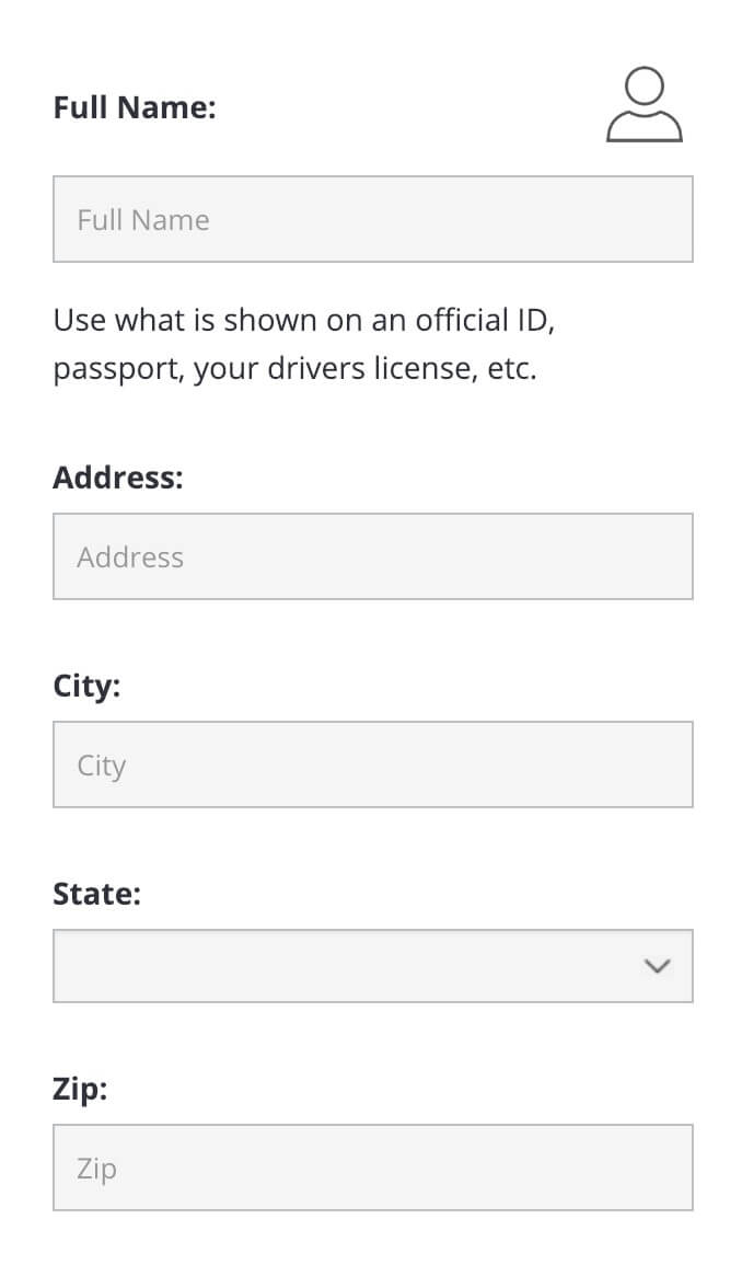 Step 2, enter your personal information (name, address, etc.